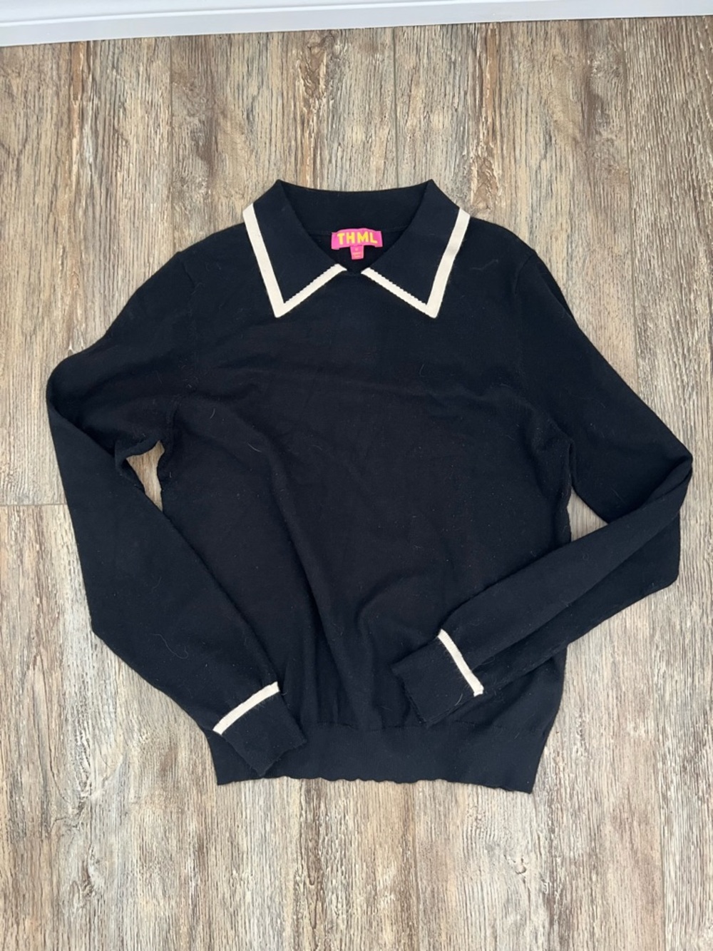 THML Black Sweater with Cream Trim